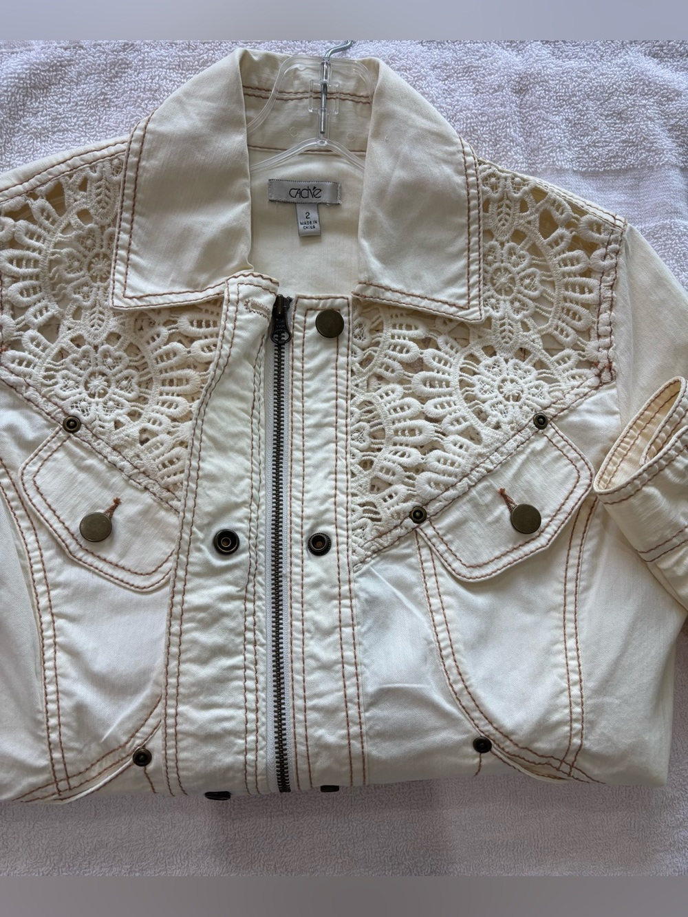 Cache Cream Crochet-Panel Jacket & Skirt Set - Picture 3 of 4